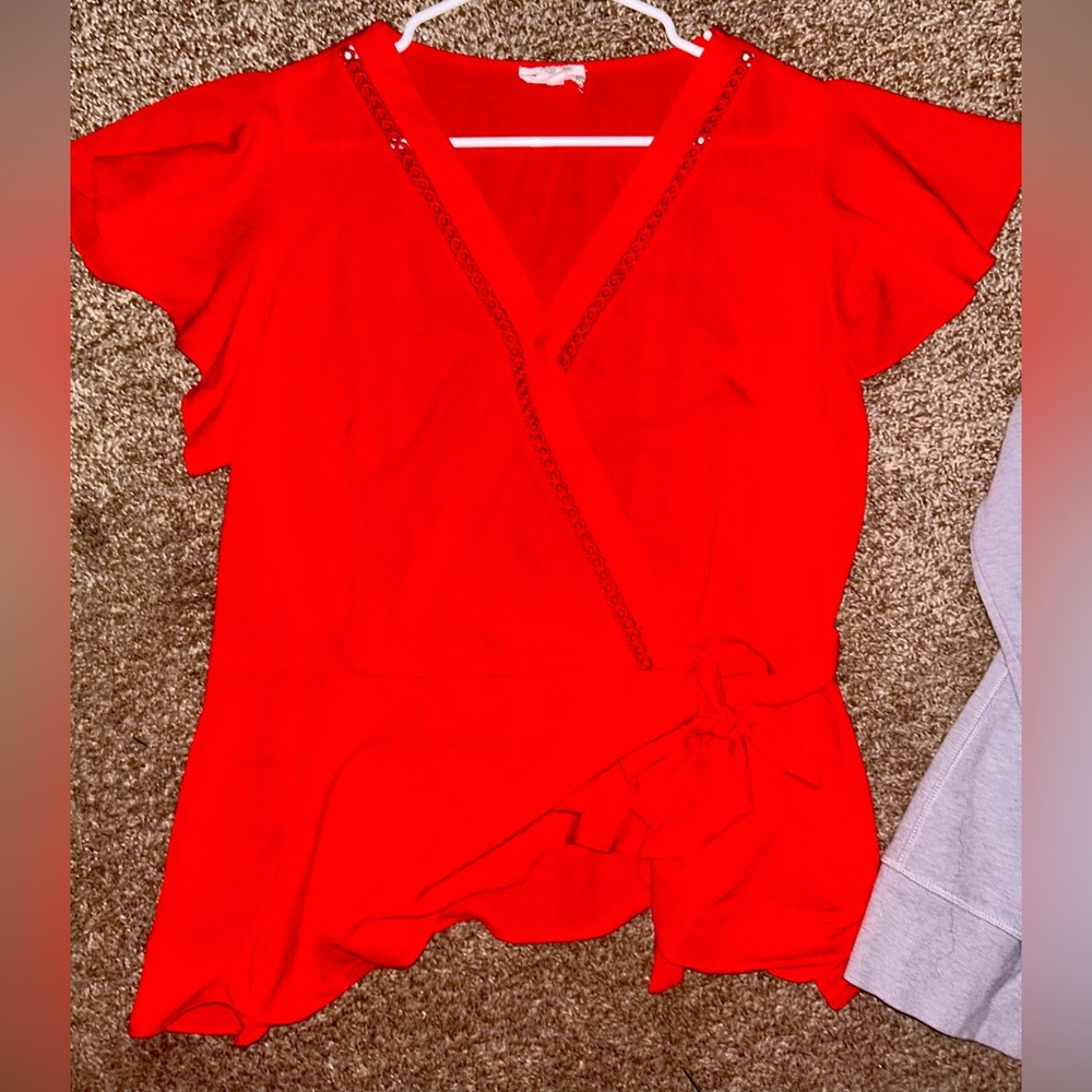 Elegant Red Wrap Top